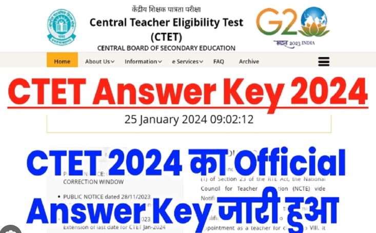 CTET Answer Key 2024 January Download Link ctet.nic.in